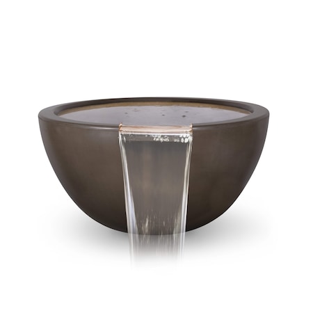 The Outdoor Plus 38 Round Luna Water Bowl - GFRC Concrete - Chocolate - OPT-LUNWO38-CHC